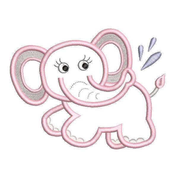 Baby elephant machine embroidery applique design by rosiedayembroidery.com