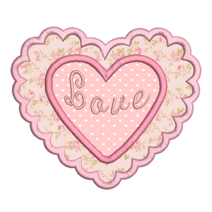 Applique Valentine's love heart by rosiedayembroidery.com