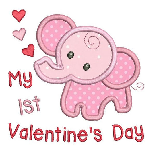 Valentine's Day baby elephant applique machine embroidery design by rosiedayembroidery.com