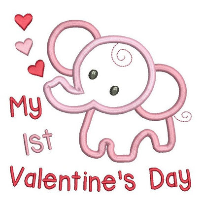 Valentine's Day baby elephant applique machine embroidery design by rosiedayembroidery.com