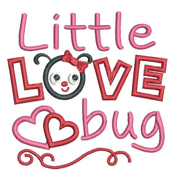 Valentine's Day love bug applique machine embroidery design by rosiedayembroidery.com