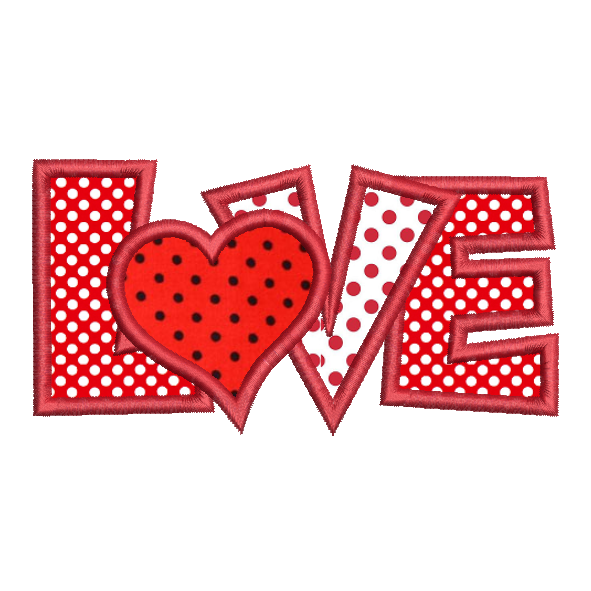 Love word applique machine embroidery design by embroiderytree.com