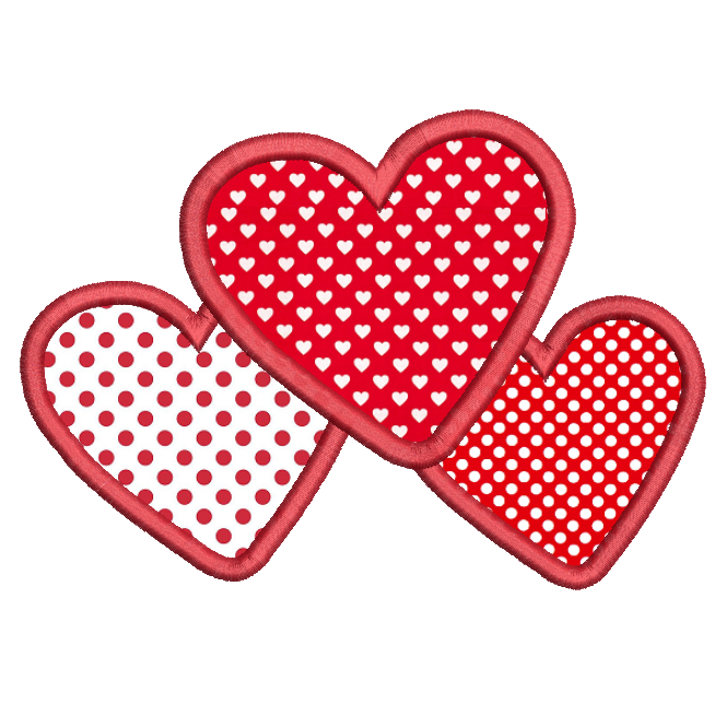 Valentine's Day hearts applique machine embroidery design by rosiedayembroidery.com