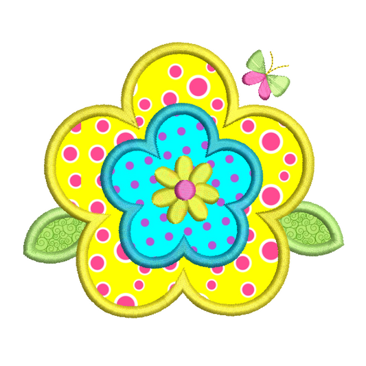 Spring Flower applique machine embroidery design by rosiedayembroidery.com