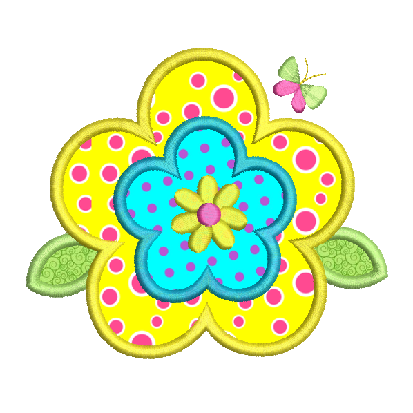 Spring Flower applique machine embroidery design by rosiedayembroidery.com