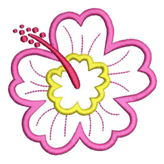 Hibiscus Flower applique machine embroidery design by rosiedayembroidery.com