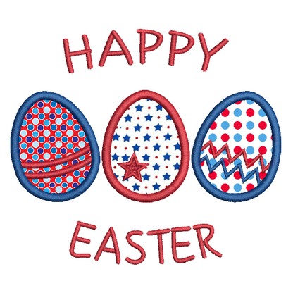 Trio of Easter eggs applique machine embroidery design by rosiedayembroidery.com