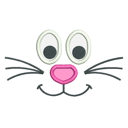 Easter bunny face applique design by rosiedayembroidery.com