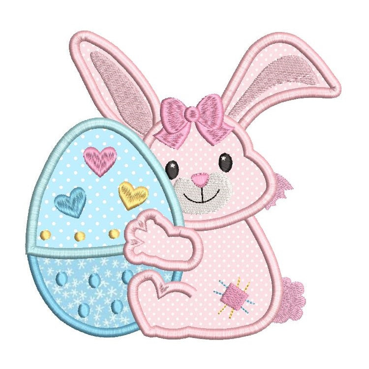 Easter bunny applique machine embroidery design by rosiedayembroidery.com