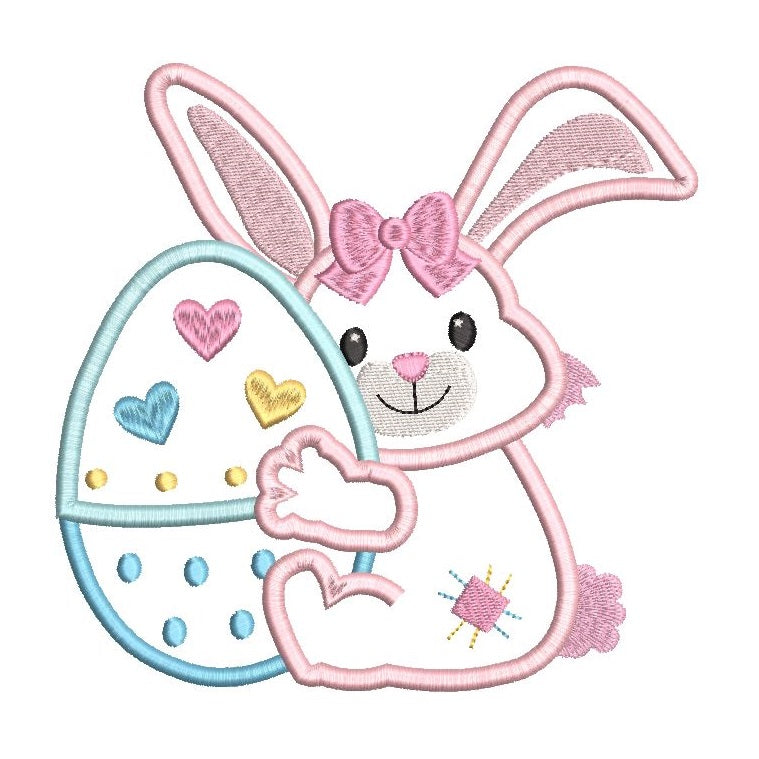 Easter bunny applique machine embroidery design by rosiedayembroidery.com