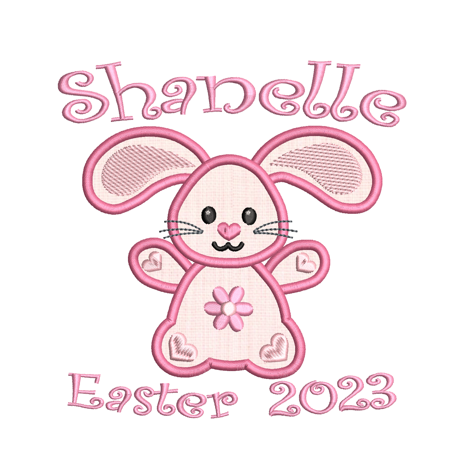 Customised Easter bunny applique machine embroidery design by rosiedayembroidery.com
