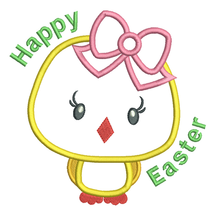 Cute Easter chick applique machine embroidery design by rosiedayembroidery.com