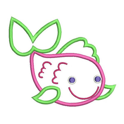 Cute fish applique machine embroidery design by rosiedayembroidery.com
