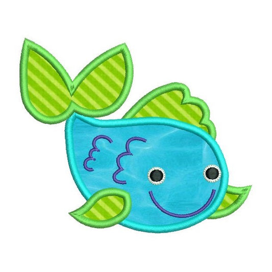 Cute fish applique machine embroidery design by rosiedayembroidery.com