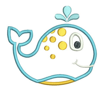 Cute boy whale applique machine embroidery design by rosiedayembroidery.com