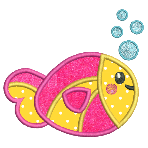 Cute baby fish applique machine embroidery design by rosiedayembroidery.com