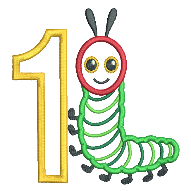 1st birthday caterpillar applique machine embroidery design by rosiedayembroidery.com