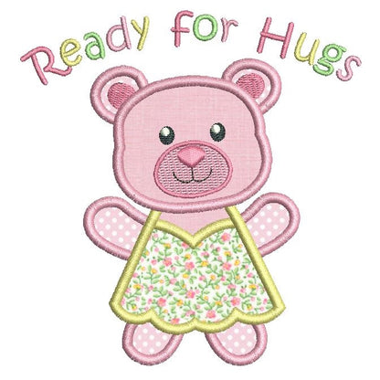 Sweet teddy bear applique machine embroidery design by rosiedayembroidery.com