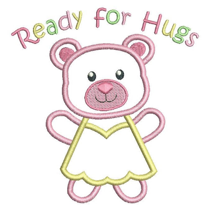 Sweet teddy bear applique machine embroidery design by rosiedayembroidery.com