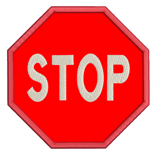 Stop sign applique machine embroidery design by rosiedayembroidery.com