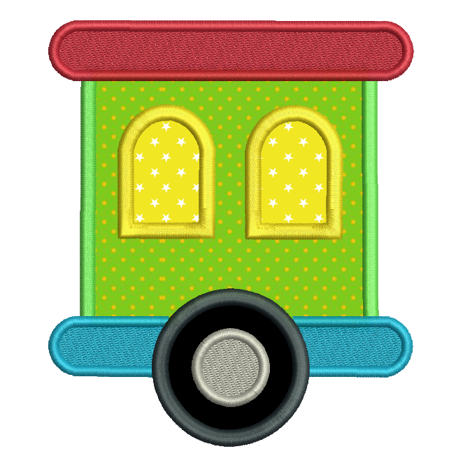 Train carriage applique machine embroidery design by rosiedayembroidery.com