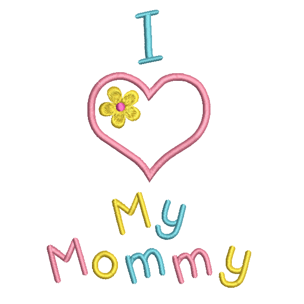 "I love Mommy" applique machine embroidery design by rosiedayembroidery.com