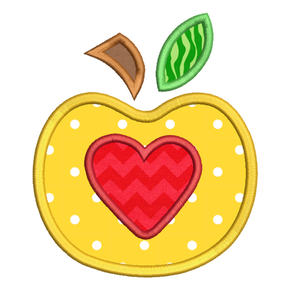 Apple applique machine embroidery design by embroiderytree.com