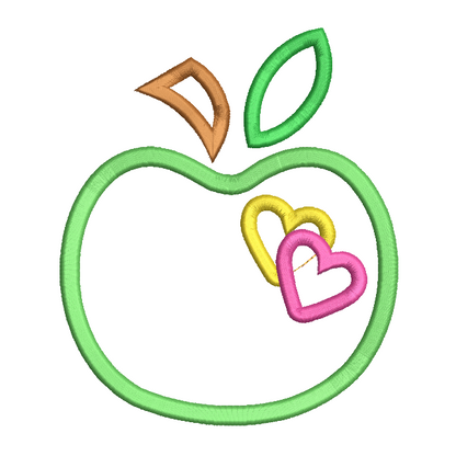 Apple applique machine embroidery design by embroiderytree.com