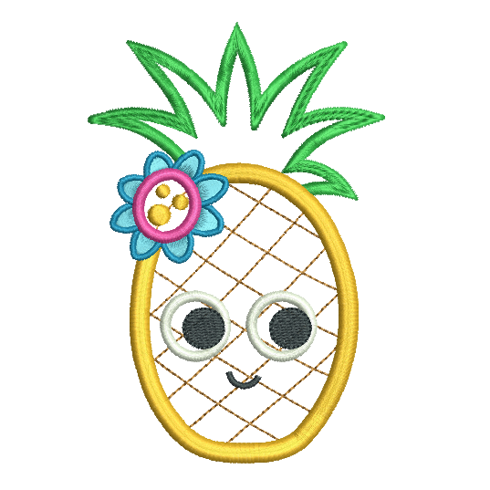 Pineapple applique machine embroidery design by rosiedayembroidery.com