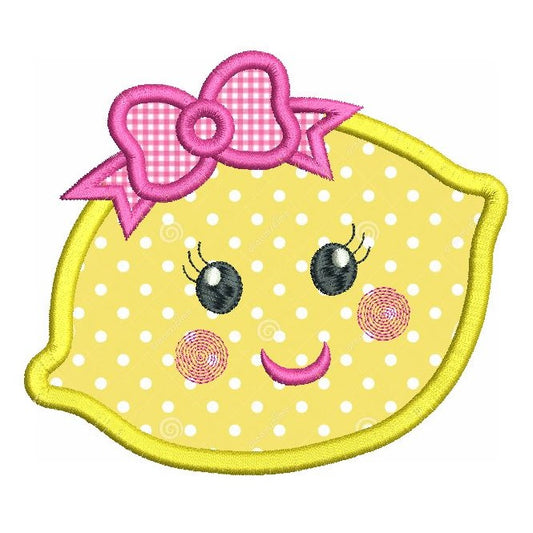 Cute lemon applique machine embroidery design by rosiedayembroidery.com