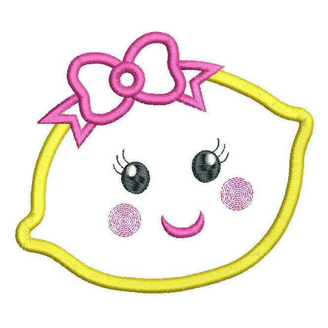 Cute lemon applique machine embroidery design by rosiedayembroidery.com