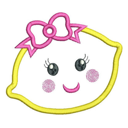 Cute lemon applique machine embroidery design by rosiedayembroidery.com