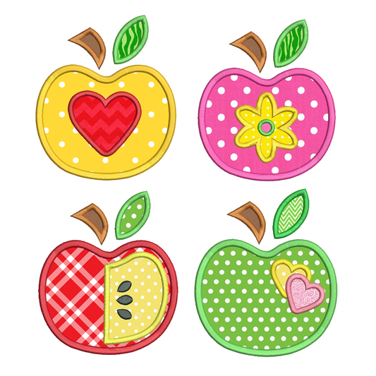 Apples applique machine embroidery design set by embroiderytree.com