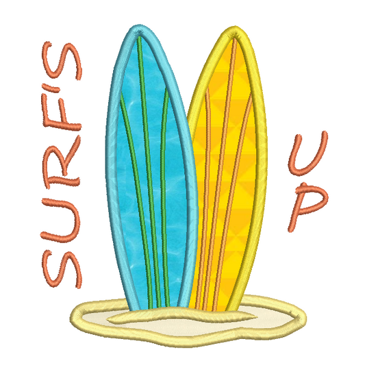 Surfboards applique machine embroidery design by rosiedayembroidery.com