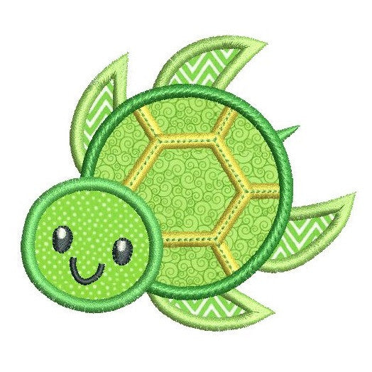 Cute boy turtle applique machine embroidery design by rosiedayembroidery.com