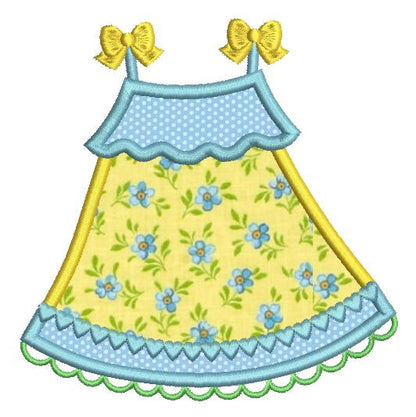 Baby sun dress applique machine embroidery design by rosiedayembroidery.com