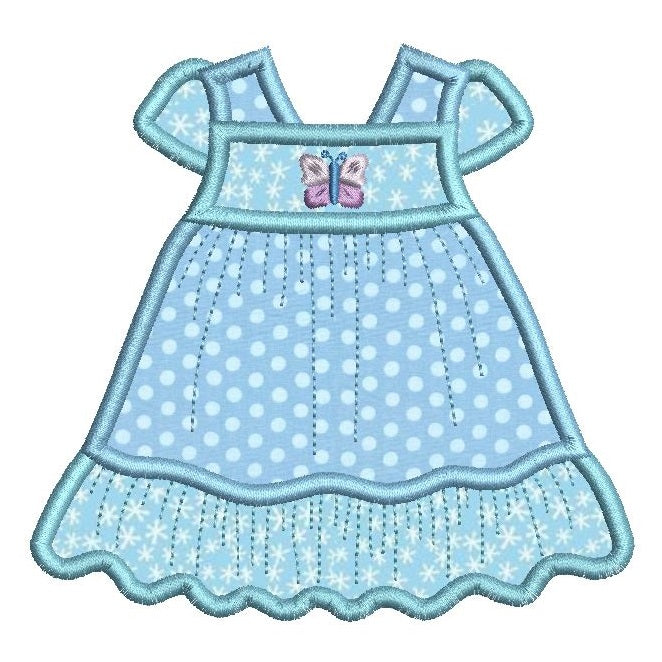 Baby girl's dress applique machine embroidery design by rosiedayembroidery.com