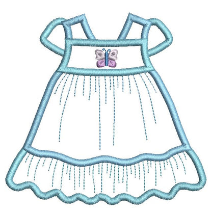 Baby girl's dress applique machine embroidery design by rosiedayembroidery.com