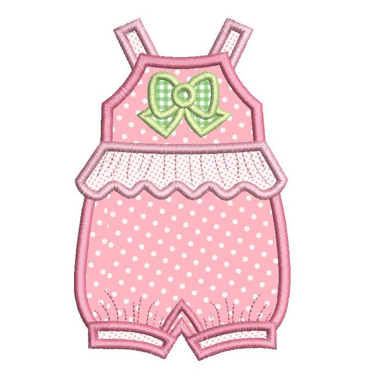 Baby romper suit applique machine embroidery design by rosiedayembroidery.com