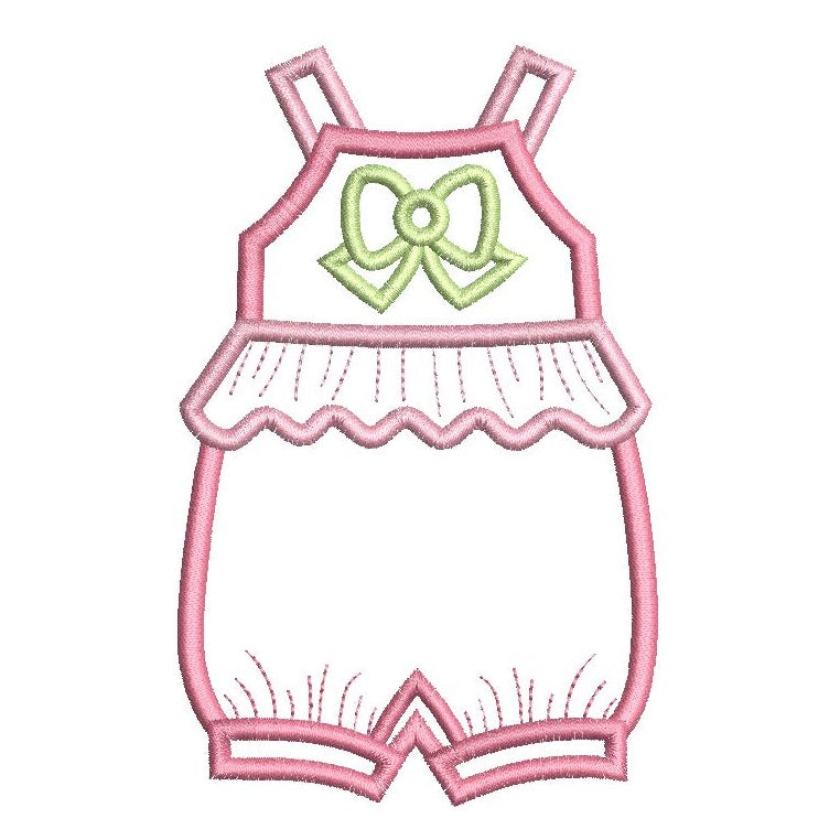 Baby romper suit applique machine embroidery design by rosiedayembroidery.com