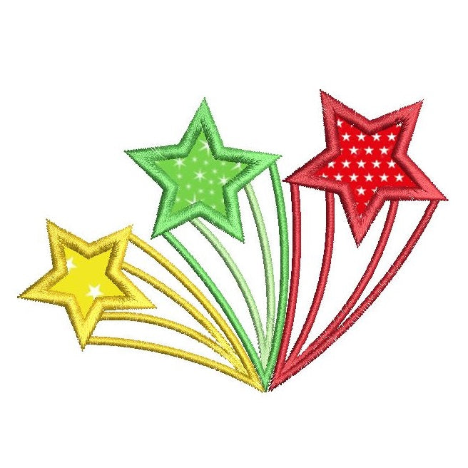 Shooting stars applique machine embroidery design by rosiedayembroidery.com