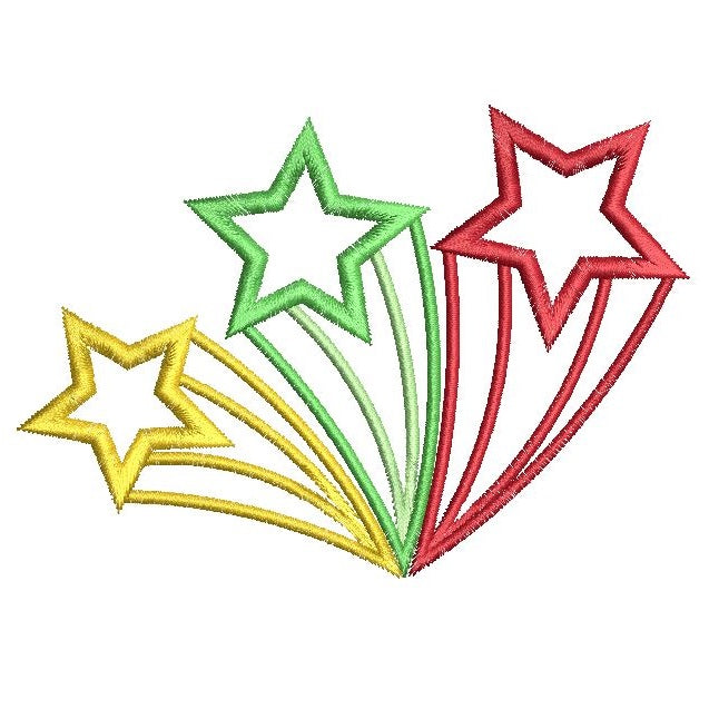 Shooting stars applique machine embroidery design by rosiedayembroidery.com
