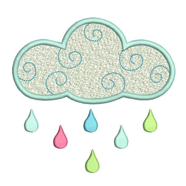 Weather cloud machine embroidery design by rosiedayembroidery.com