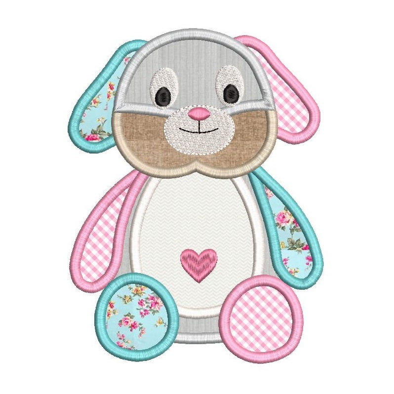 Bunny machine embroidery applique design by rosiedayembroidery.com