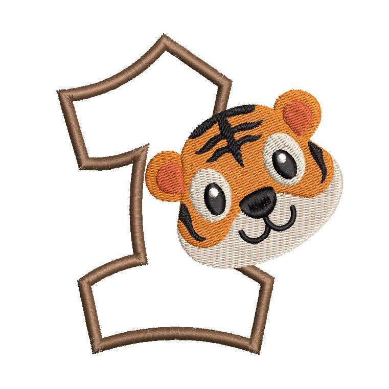 1st birthday tiger applique machine embroidery design by rosiedayembroidery.com