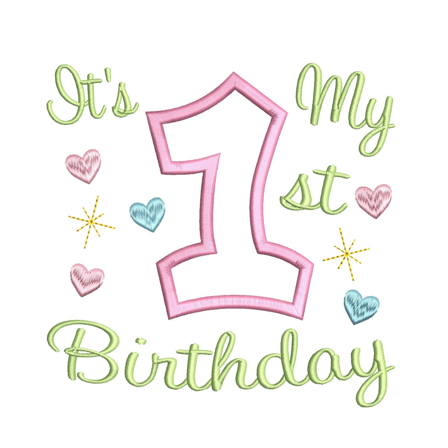 1st birthday applique machine embroidery design by rosiedayembroidery.com