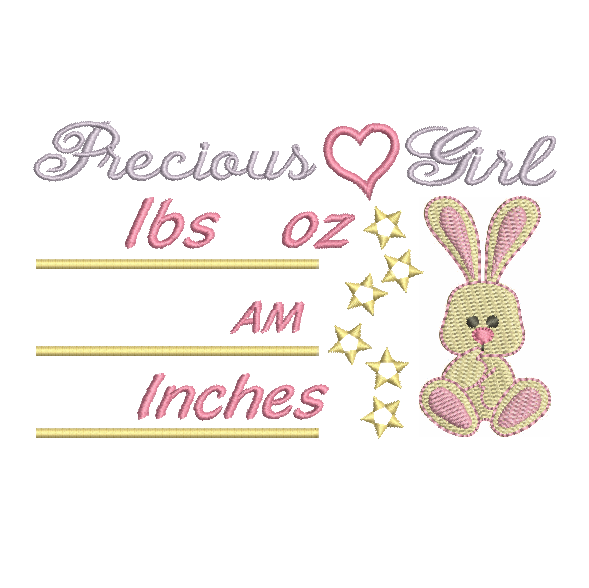 Baby birth announcement template machine embroidery design by rosiedayembroidery.com