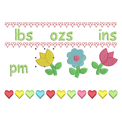 Baby birth announcement template machine embroidery design by rosiedayembroidery.com