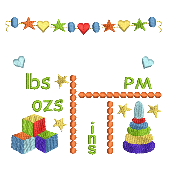 Baby birth announcement template machine embroidery design by rosiedayembroidery.com