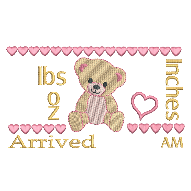 Baby birth announcement template machine embroidery design by rosiedayembroidery.com